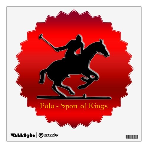 Black Polo Pony and Rider on red chrome_effect Wall Decal