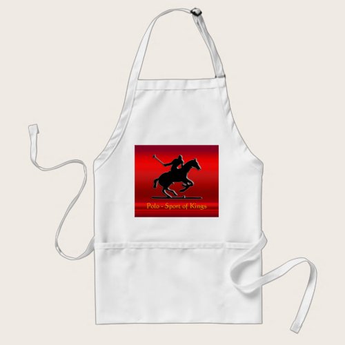 Black Polo Pony and Rider on red chrome-look Adult Apron