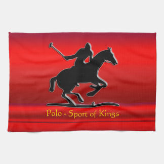 Black Polo Pony and Rider on red chrome-look Towel