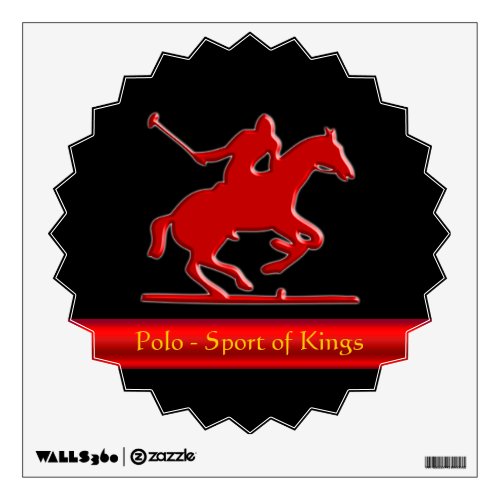 Black Polo Pony and Rider on red chrome_look Wall Decal