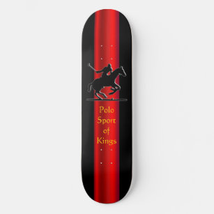 Black Polo Pony and Rider, red chrome-effect strip Skateboard Deck