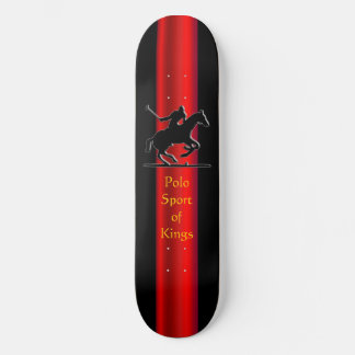 Black Polo Pony and Rider, red chrome-effect strip Skateboard Deck