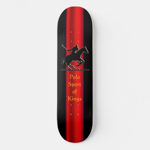 Black Polo Pony and Rider red chrome_effect strip Skateboard Deck