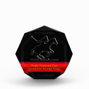Black Polo Pony and Rider, red chrome-look stripe Award