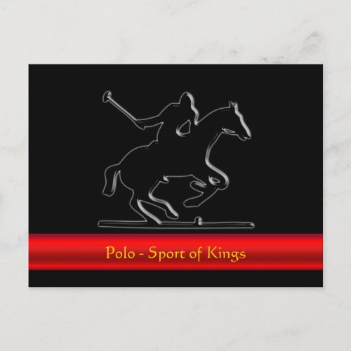 Black Polo Pony and Rider red chrome_look stripe Postcard