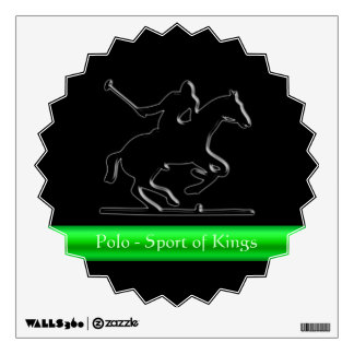 Black Polo Pony and Rider, red chrome-look stripe Wall Sticker