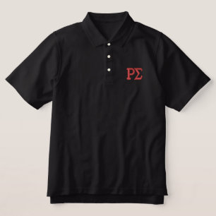 Black Polo Shirt with Red Embroidered Letters
