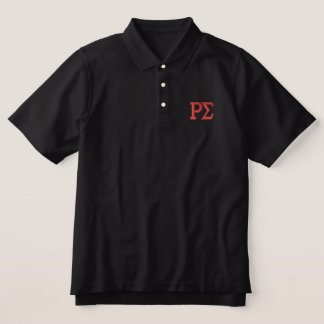Black Polo Shirt with Red Embroidered Letters