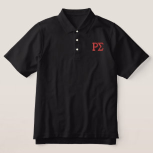 Black Polo Shirt with Red Embroidered Letters