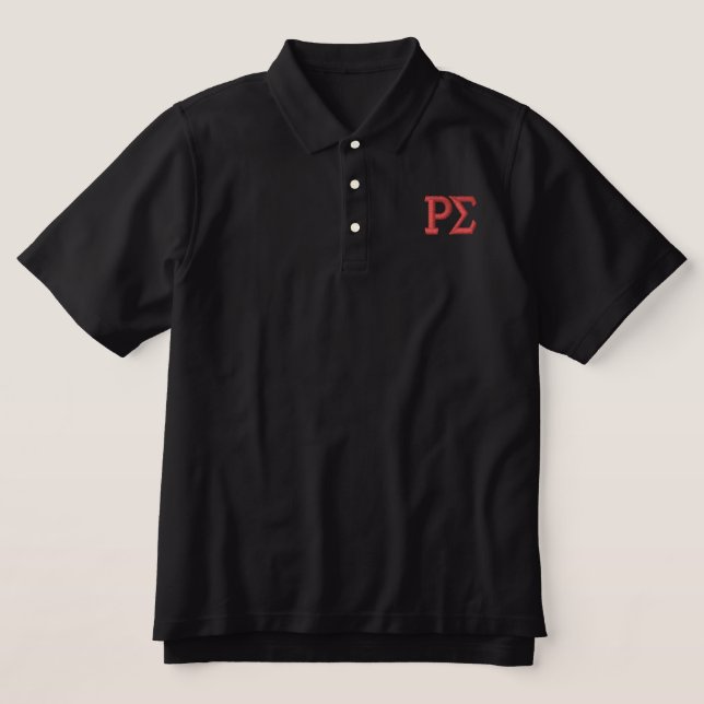 Black Polo Shirt with Red Embroidered Letters (Design Front)