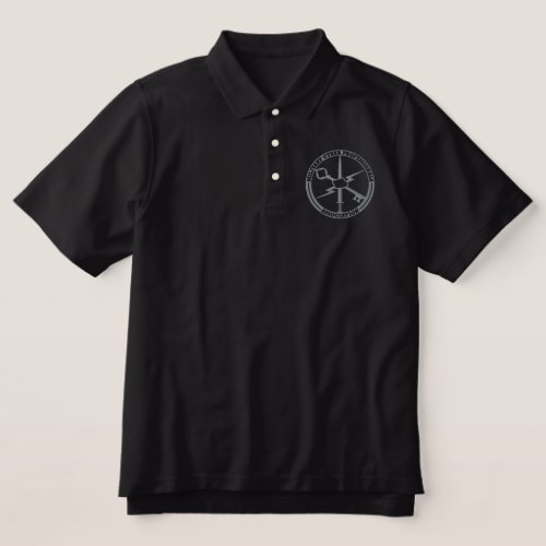 Black polo with gray MCPA embroidered logo