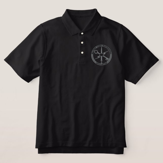 Black polo with gray MCPA embroidered logo (Design Front)