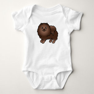 Black Pomeranian Cute Cartoon Dog Baby Bodysuit
