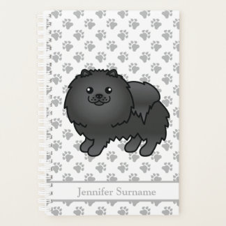 Black Pomeranian Cute Cartoon Dog &amp; Custom Text Planner