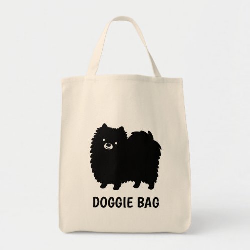 Black Pomeranian  Cute Cartoon Dog Custom Tote Bag