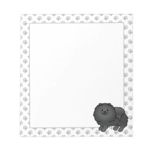 Black Pomeranian Cute Cartoon Dog Notepad