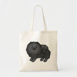 Black Pomeranian Cute Cartoon Dog Tote Bag