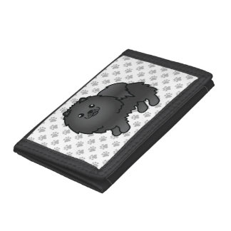 Black Pomeranian Cute Cartoon Dog Trifold Wallet