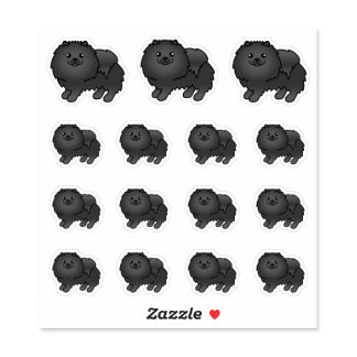 Black Pomeranian Cute Cartoon Dogs Sticker
