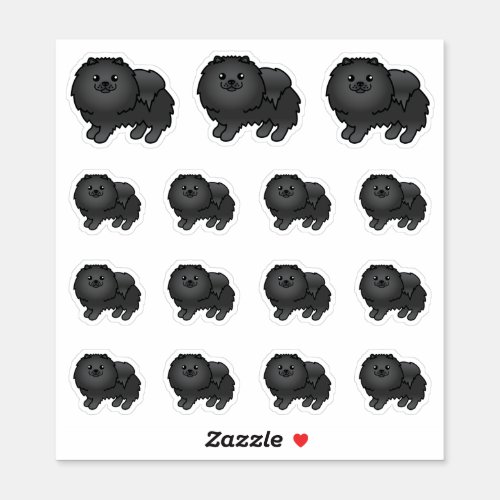 Black Pomeranian Cute Cartoon Dogs Sticker