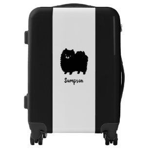 Black Pomeranian   Cute Dog with Custom Text Luggage