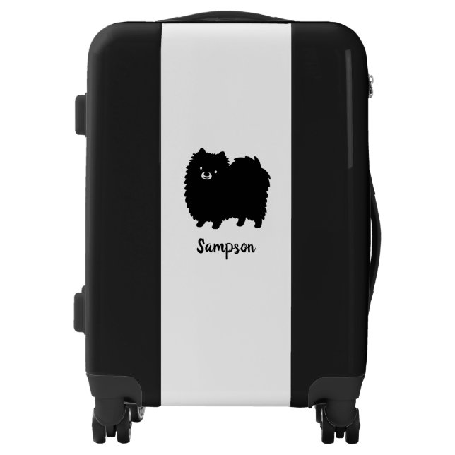 Black Pomeranian | Cute Dog with Custom Text Luggage (Front)