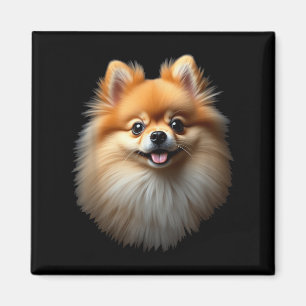 Black Pomeranian Dog Pom Face  Magnet