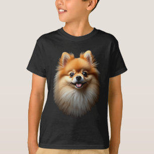 Black Pomeranian Dog Pom Face  T-Shirt