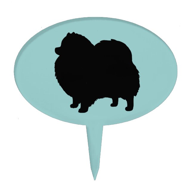 Black Pomeranian Dog Silhouette Cake Topper (Front)