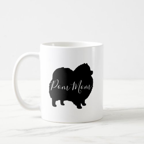 Black Pomeranian Dog Silhouettes Pom Mom Custom Coffee Mug