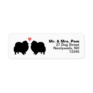 Black Pomeranian Dog Silhouettes with Heart Label