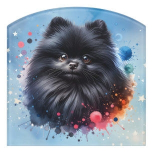 Black Pomeranian Door Sign