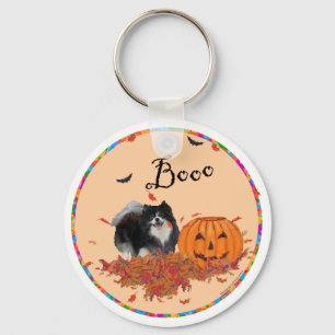 Black Pomeranian Halloween Keychain