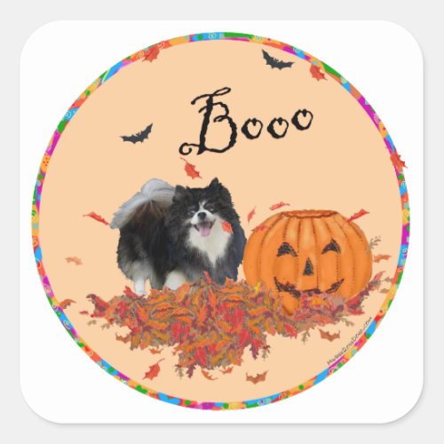 Black Pomeranian Halloween Square Sticker