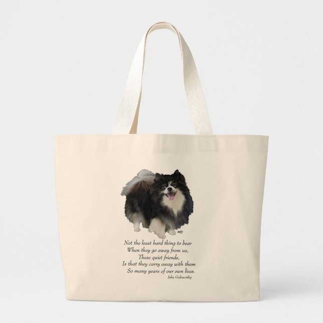 Black Pomeranian Keepsake Large Tote Bag (Front)