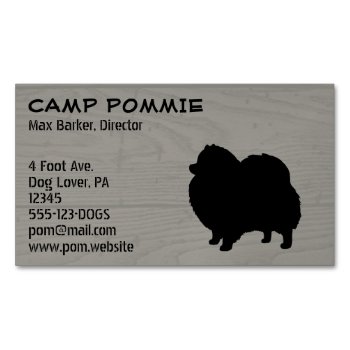 Black Pomeranian Silhouette Business Card Magnet by jennsdoodleworld at Zazzle