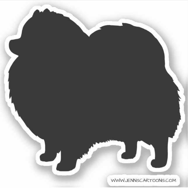 Black Pomeranian Silhouette Cute Dog Breed Sticker (Front)