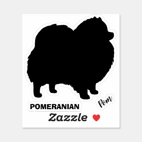 Black Pomeranian Silhouette Cute Pom Pommie Sticker