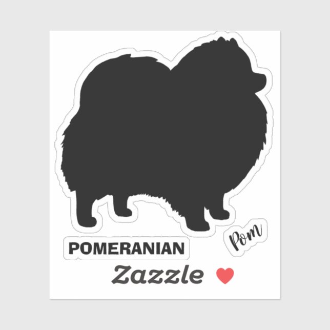 Black Pomeranian Silhouette Cute Pom Pommie Sticker (Sheet)
