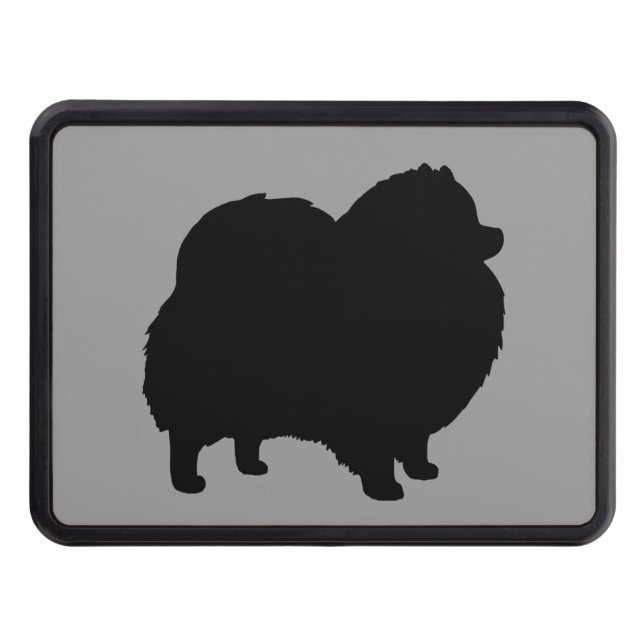 Black Pomeranian Silhouette Tow Hitch Cover (Front)