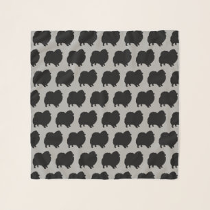 Black Pomeranian Silhouettes Pattern Scarf