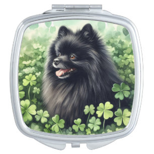 Black Pomeranian St Patricks Day  Compact Mirror