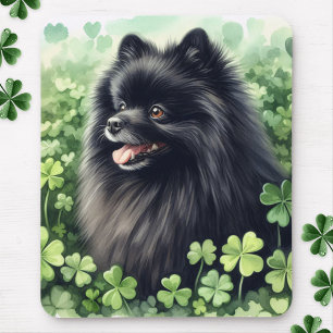 Black Pomeranian St Patricks Day  Mouse Pad