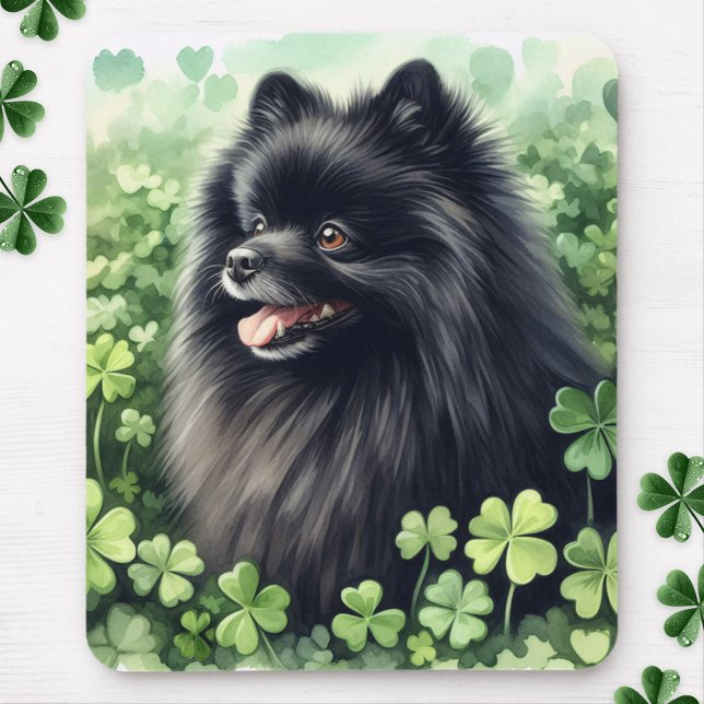 Black Pomeranian St Patricks Day  Mouse Pad (Creator Uploaded)