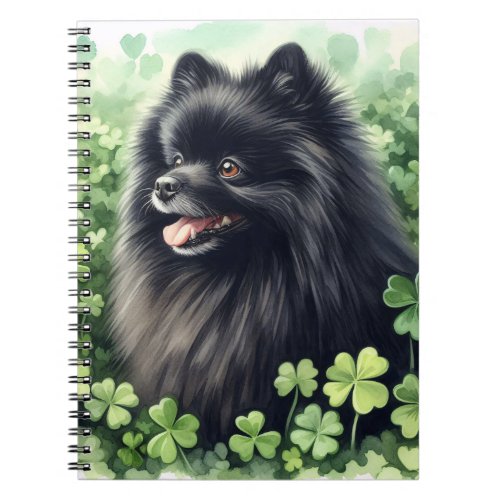 Black Pomeranian St Patricks Day  Notebook