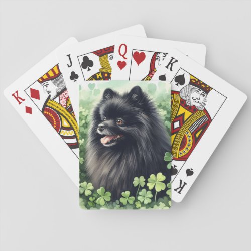 Black Pomeranian St Patricks Day  Poker Cards