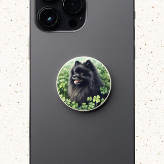 Black Pomeranian St Patricks Day PopSocket