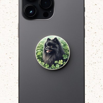 Black Pomeranian St Patricks Day  PopSocket