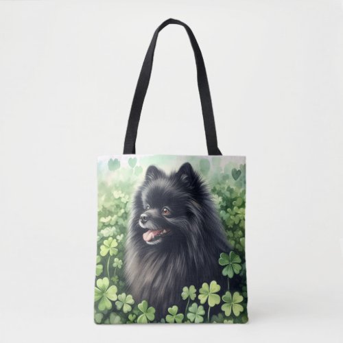 Black Pomeranian St Patricks Day  Tote Bag