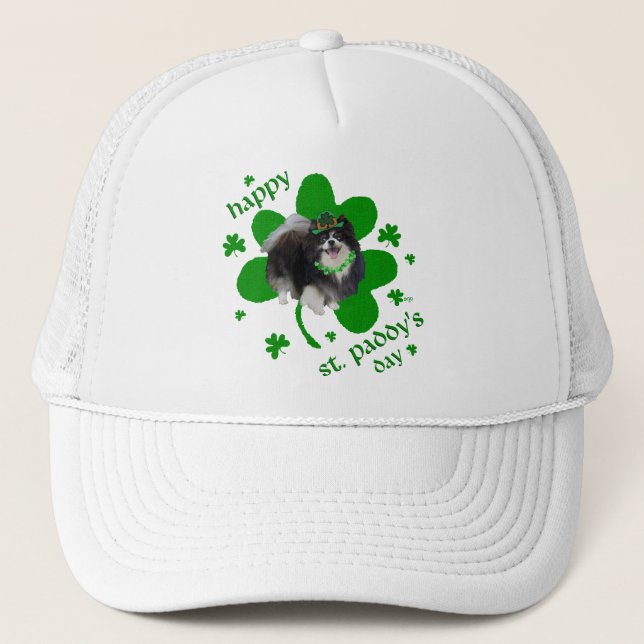 Black Pomeranian St Patricks Day Trucker Hat (Front)